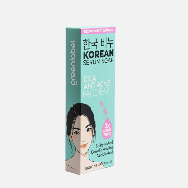 Greenlabel KOREAN SERUM SOAP Cica Anti-Acne Face Bar-Zero Oil Effect + 3X60GR